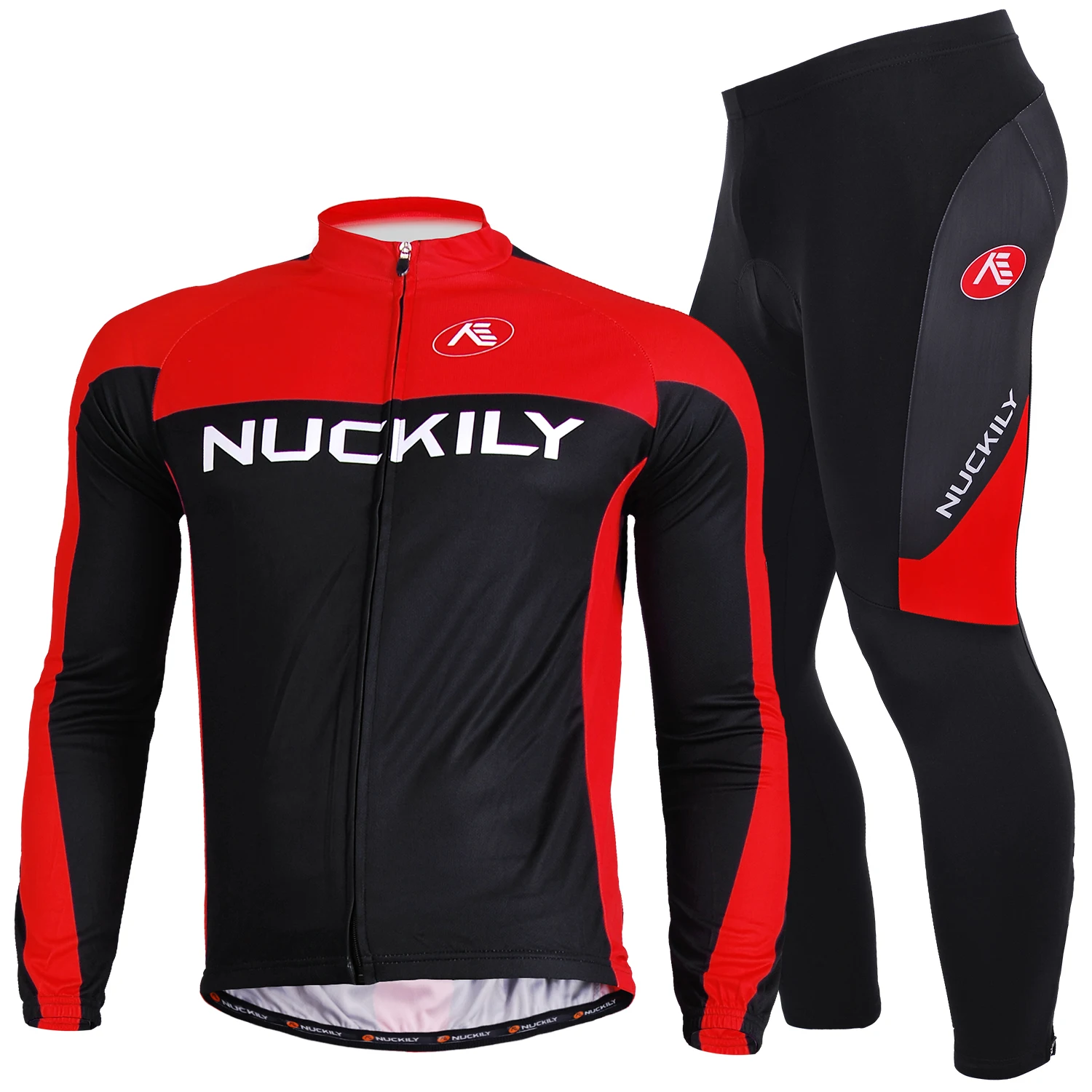 

NUCKILY Men's Spring/Autumn road biking foam pad pants tights long sleeve polyester cycling jersey shirt bike wear