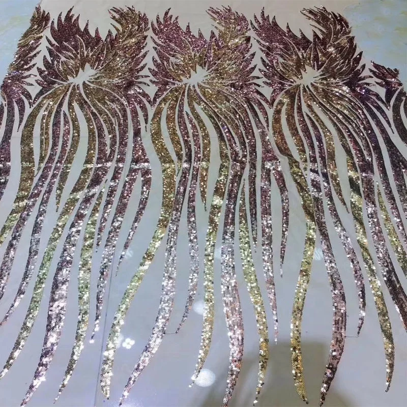 

Hot selling shiny gold heavy sequins lace fabric for prom dress, Accept customized color