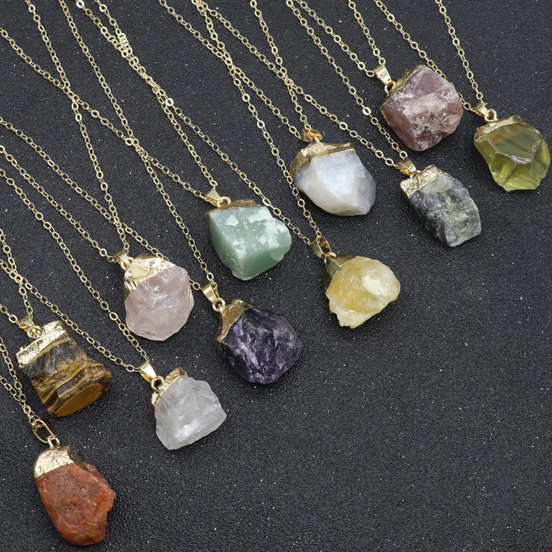 

New original natural crystal healing stone bead pendant necklace, As pic
