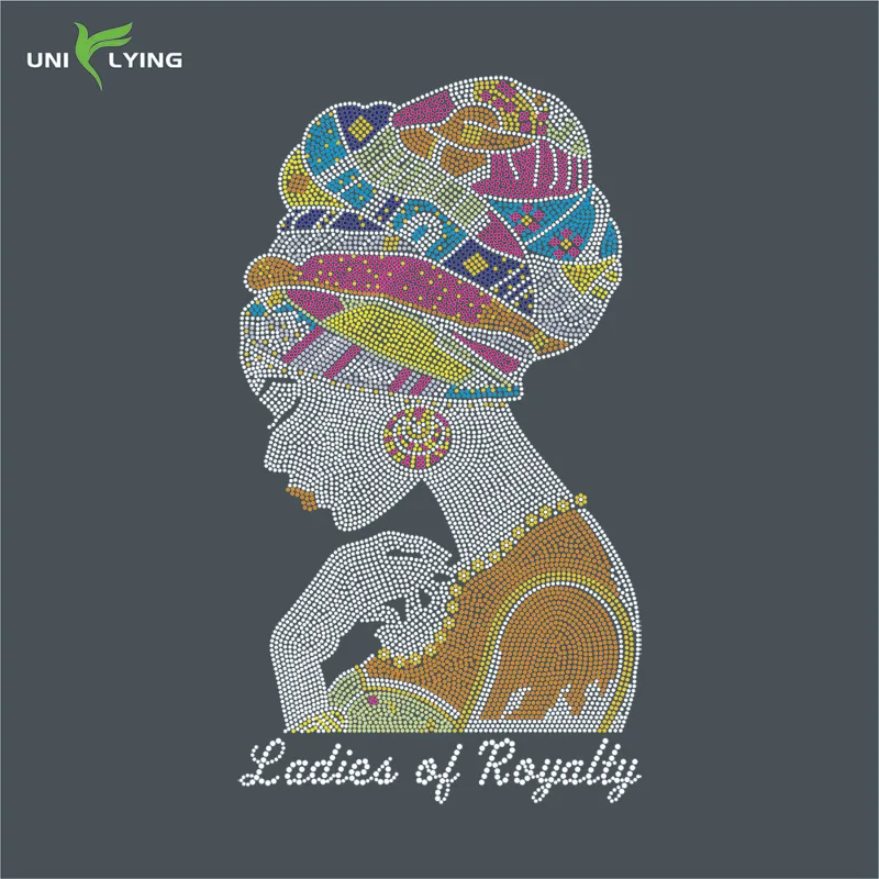 

Wholesale Rhinestone Ladies of royalty HeadWrap Women Afro hotfix rhinestone heat transfer