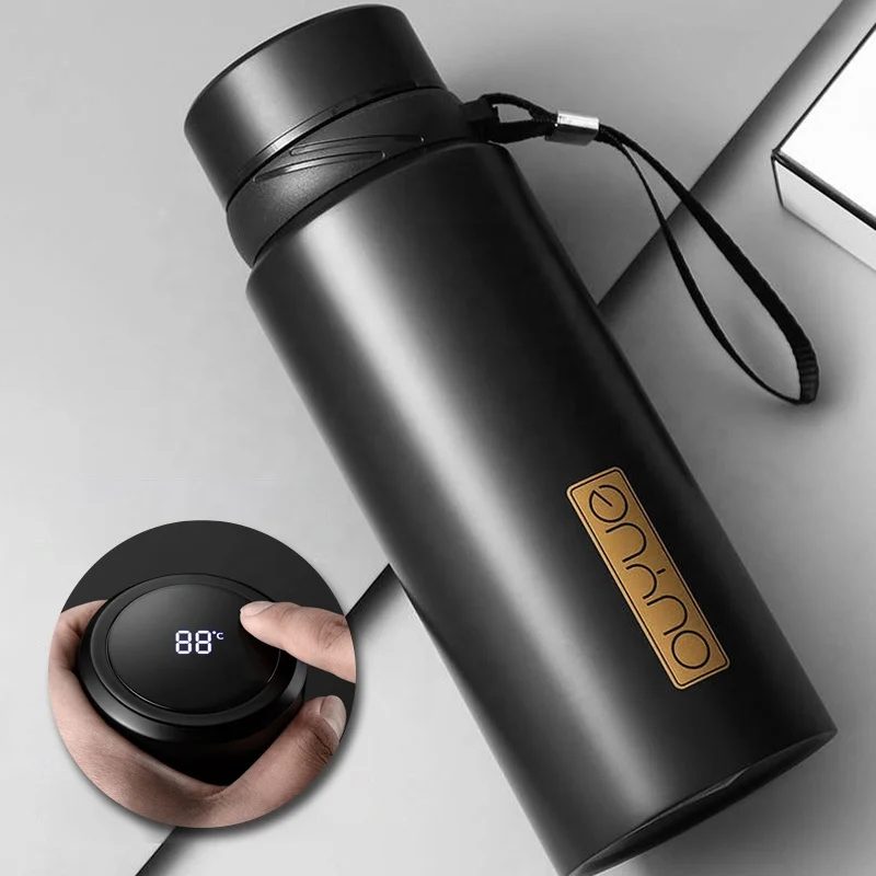 

RTS Black Luxury Digital Temperature Display Smart Water Bottle Tea Infuser Stainless Steel Vacuum Flask Thermo With Custom Logo, Red/black/silver/gold