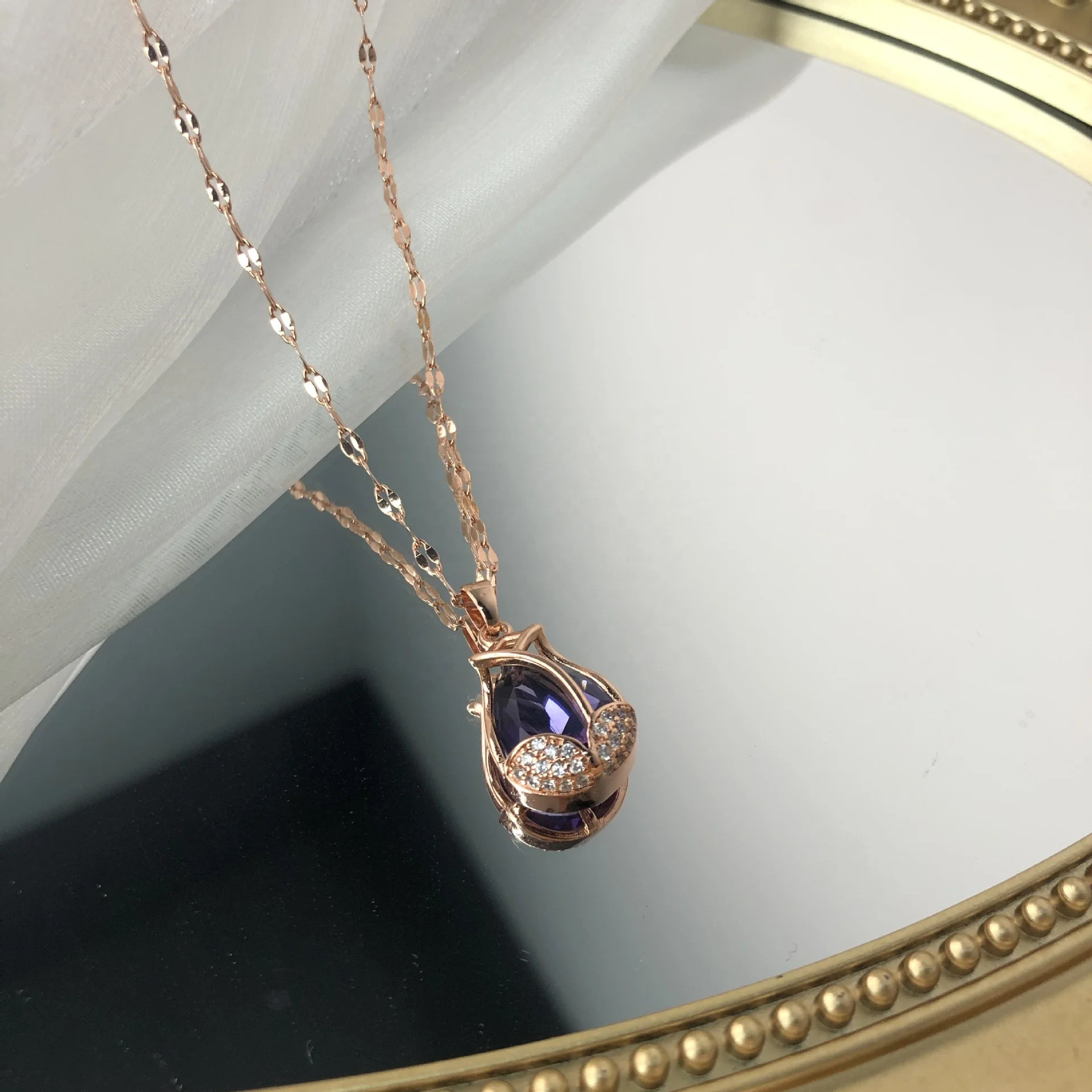 

New Vintage Fashion Necklace For Women Wedding Party Female Jewelry Pendant Flower Tulip Chain Accessories Gift, Customized color
