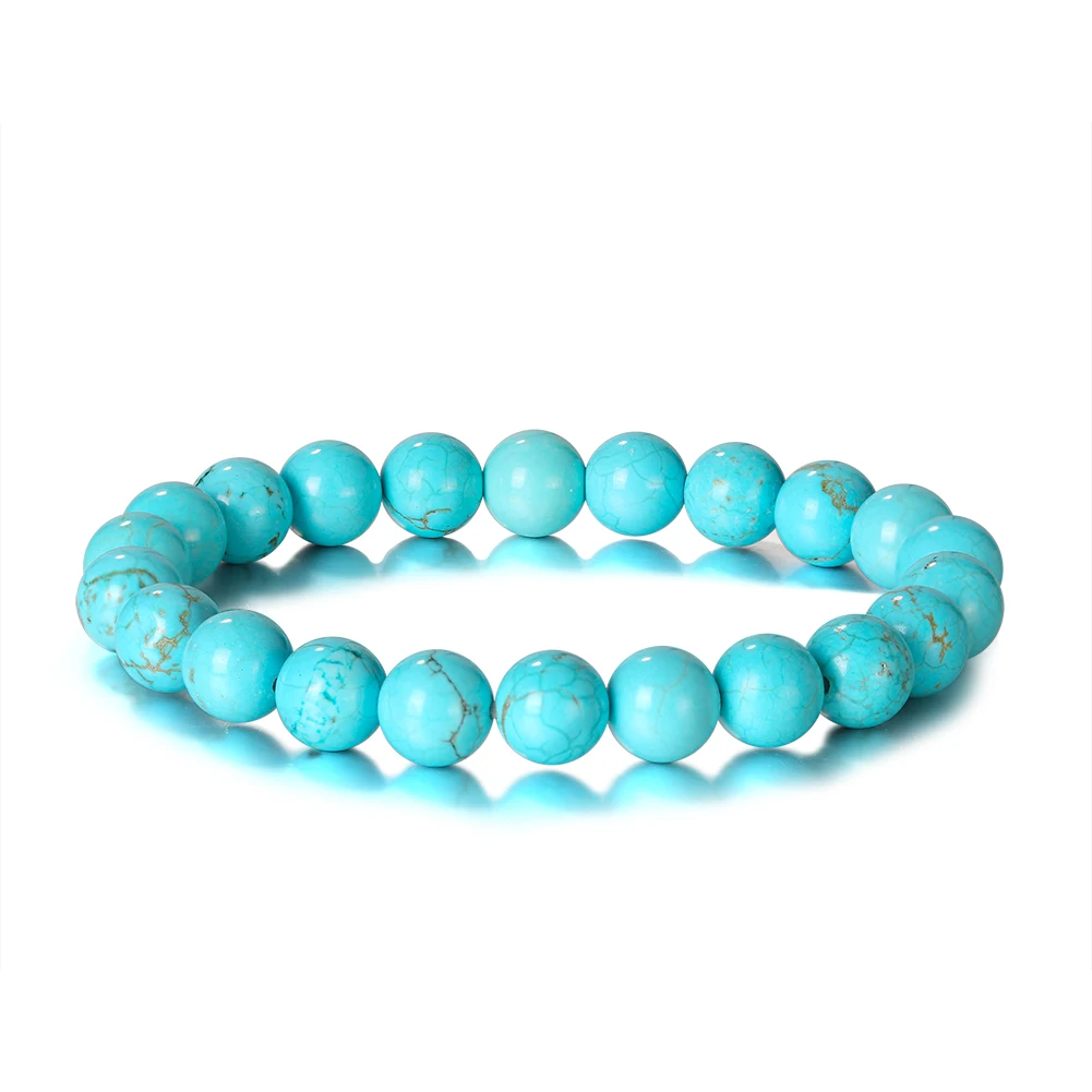 

RINNTIN GMB24 Unisex Jewelry Wholesale 8mmTurquoise Howlite Stone Beads 7.5 Inch Stretch Bracelet