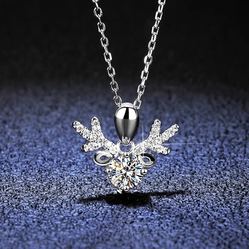 

Cute Fawn shape S925 Moissanite Pendant Jewelry 1ct Round Moissanite Diamond Pendant with Chain Silver Jewellry