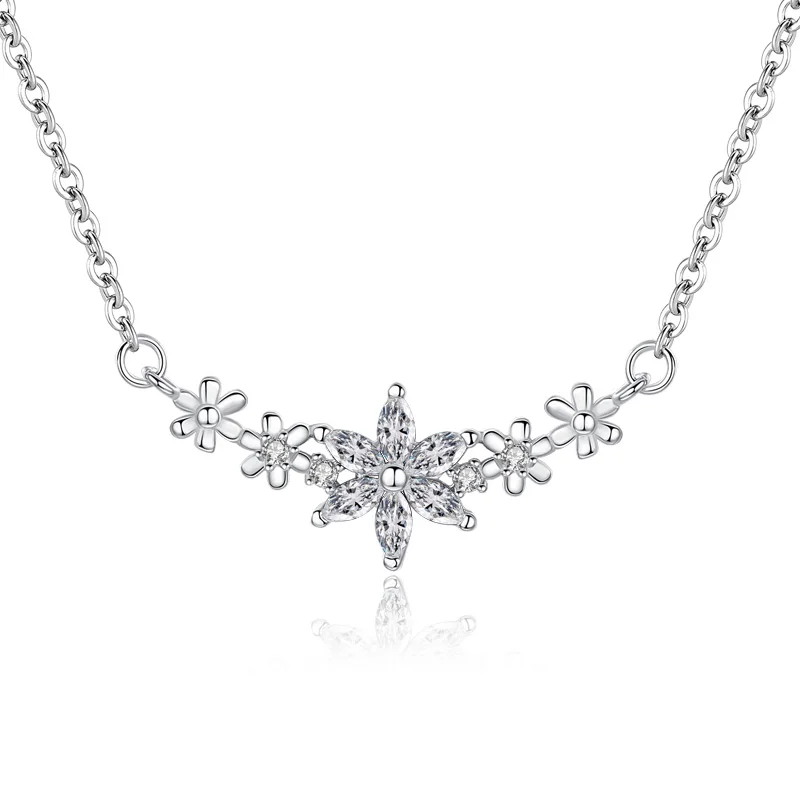 2022 New 925 Sterling Silver Flower Necklaces Pendants for Women Wedding Jewelry Christmas Gifts