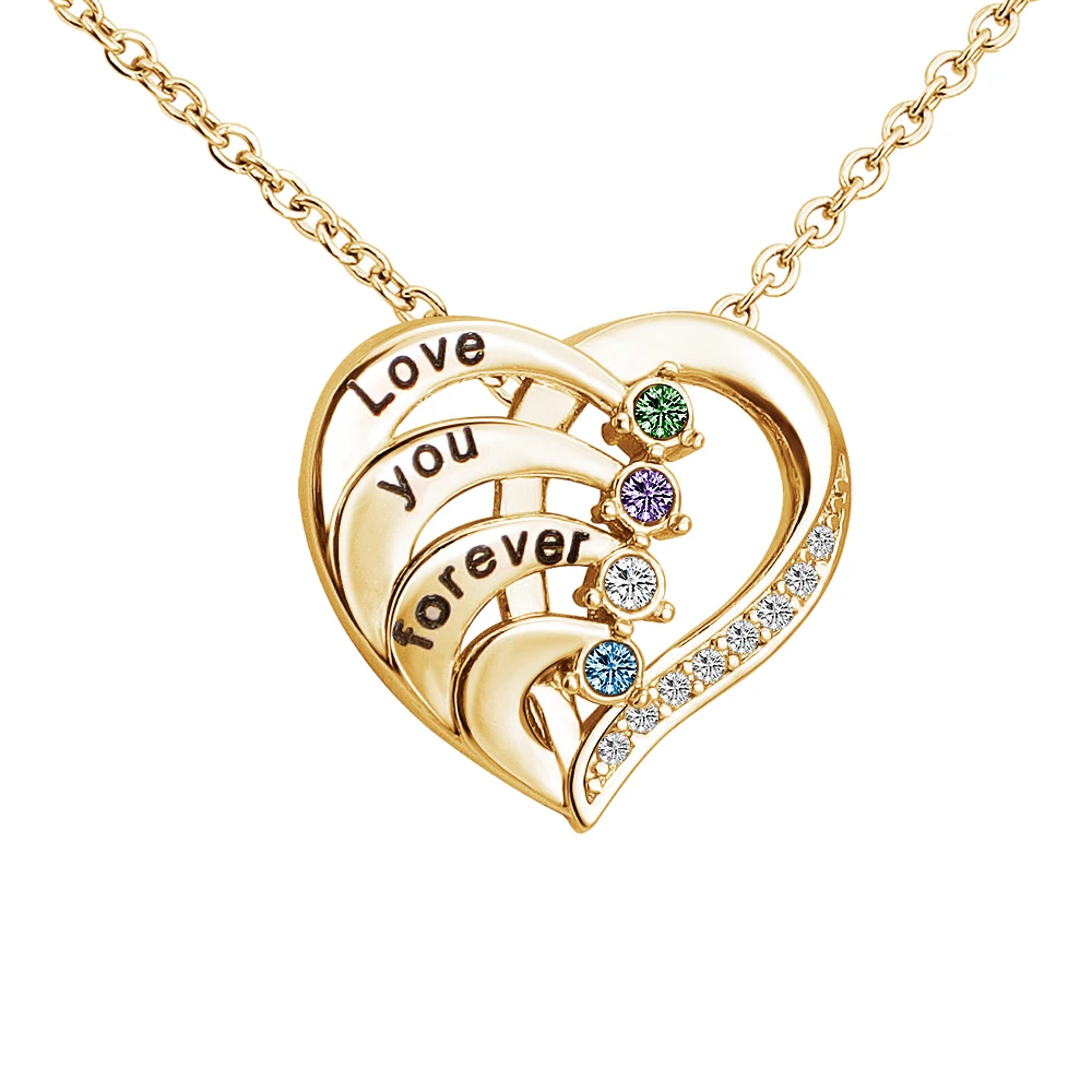 

Fashion Gold Plating And Love You Forever Engraved Heart Pendant Necklace For Women