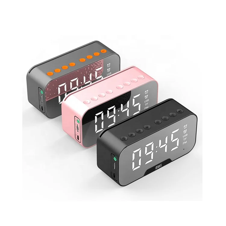 

2020 New products G5 Fm Radio Alarm Clock Table Mirror Mini digital wireless speakers LED Portable blue tooth speaker