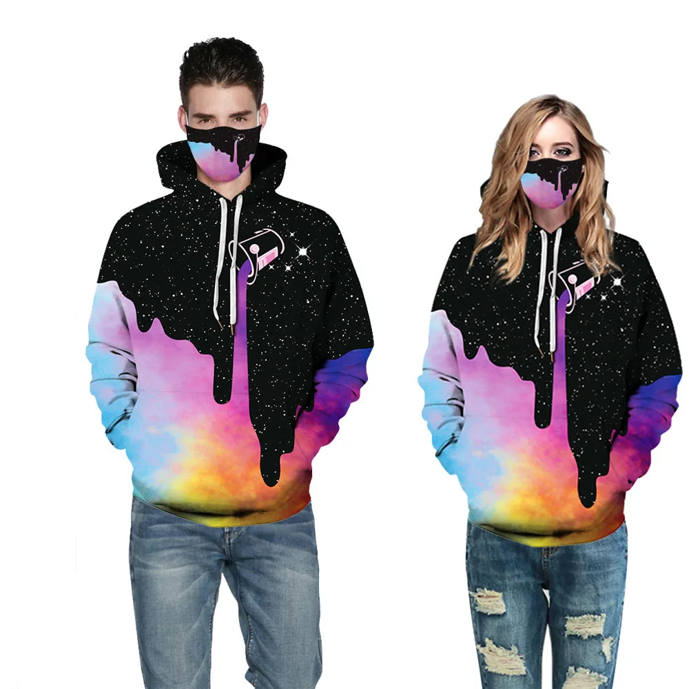 

Star smoke circle color digital print Hoodie oversize couple's baseball suit mens fashion, Show