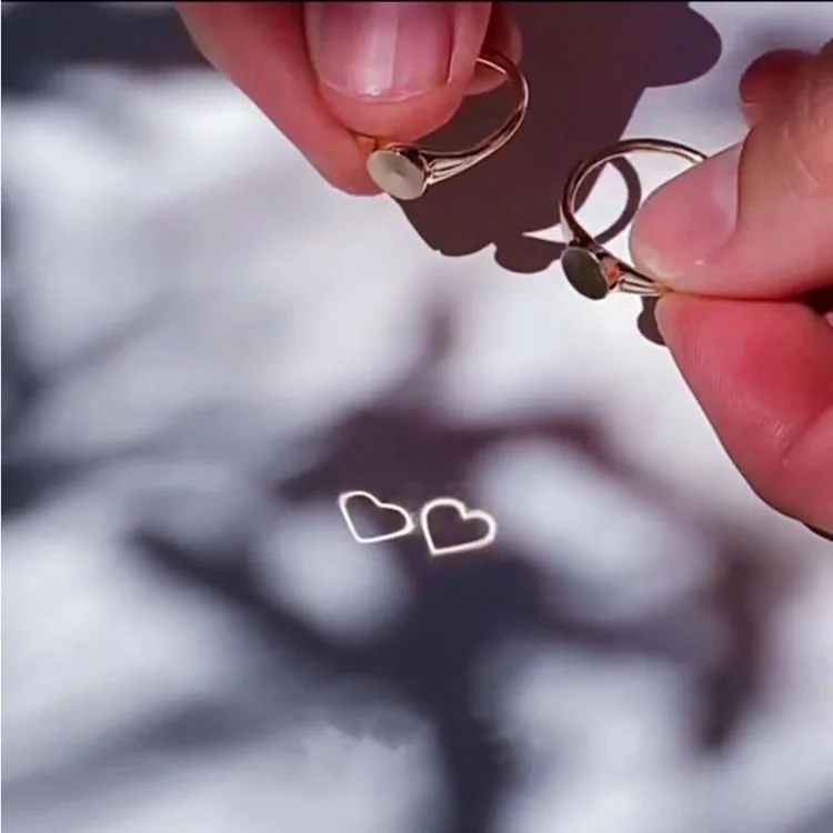 

New Design Custom Heart Love Projection Couple Ring, Gold