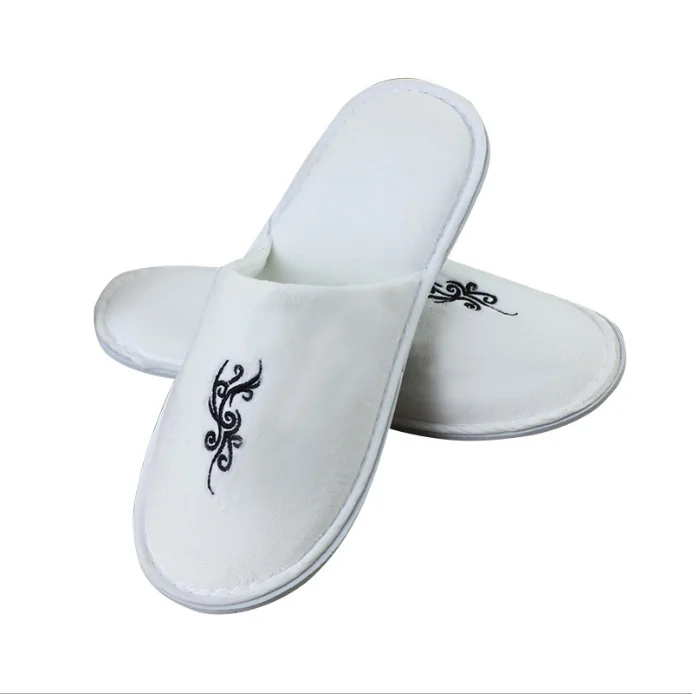 

OEM Custom Logo Personalized Wholesale Luxury White Washable Hotel Room SPA Guest Disposable Hotel Slipper Luxury