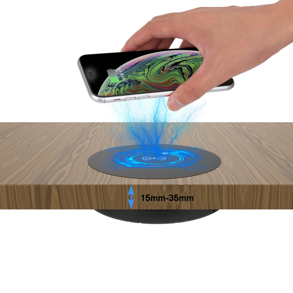 

2020 New Charging Distance 15Mm-35Mm 10W Fast Invisible Long Distance Wireless Charger Under Table Or Desk