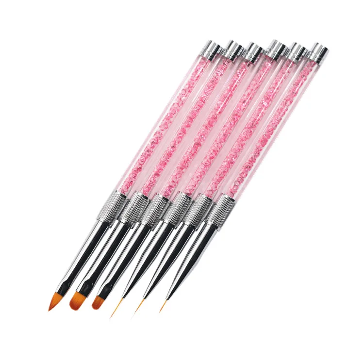 

Nail Art Brushes Set Nail Liner Brushes UV Gel Painting Nylon Brush Pen with Metal Diamond Handle, Accept customizaton