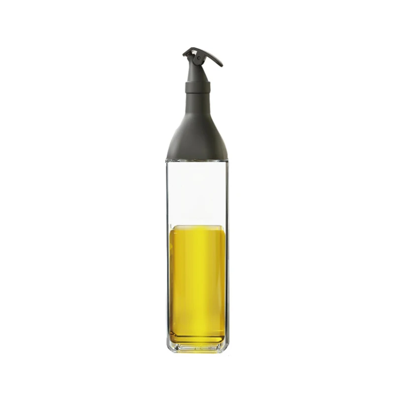 

Kitchen Soy Sauce Vinegar Oil Bottle with Label Square Seasoning Bottle Glass Oil Can, Black, beige