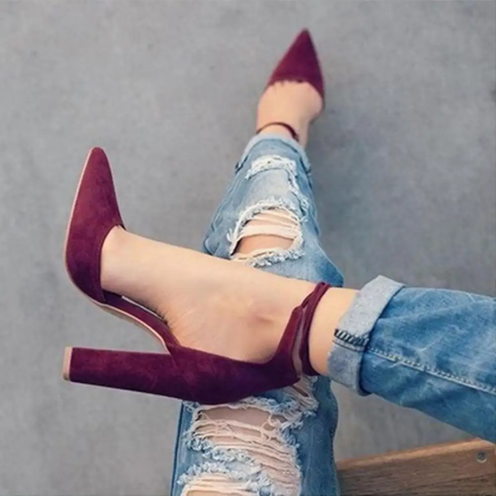 

Women's Fashion Pointed Toe High Heel Strappy Classic Sexy Thick Heel Shoes