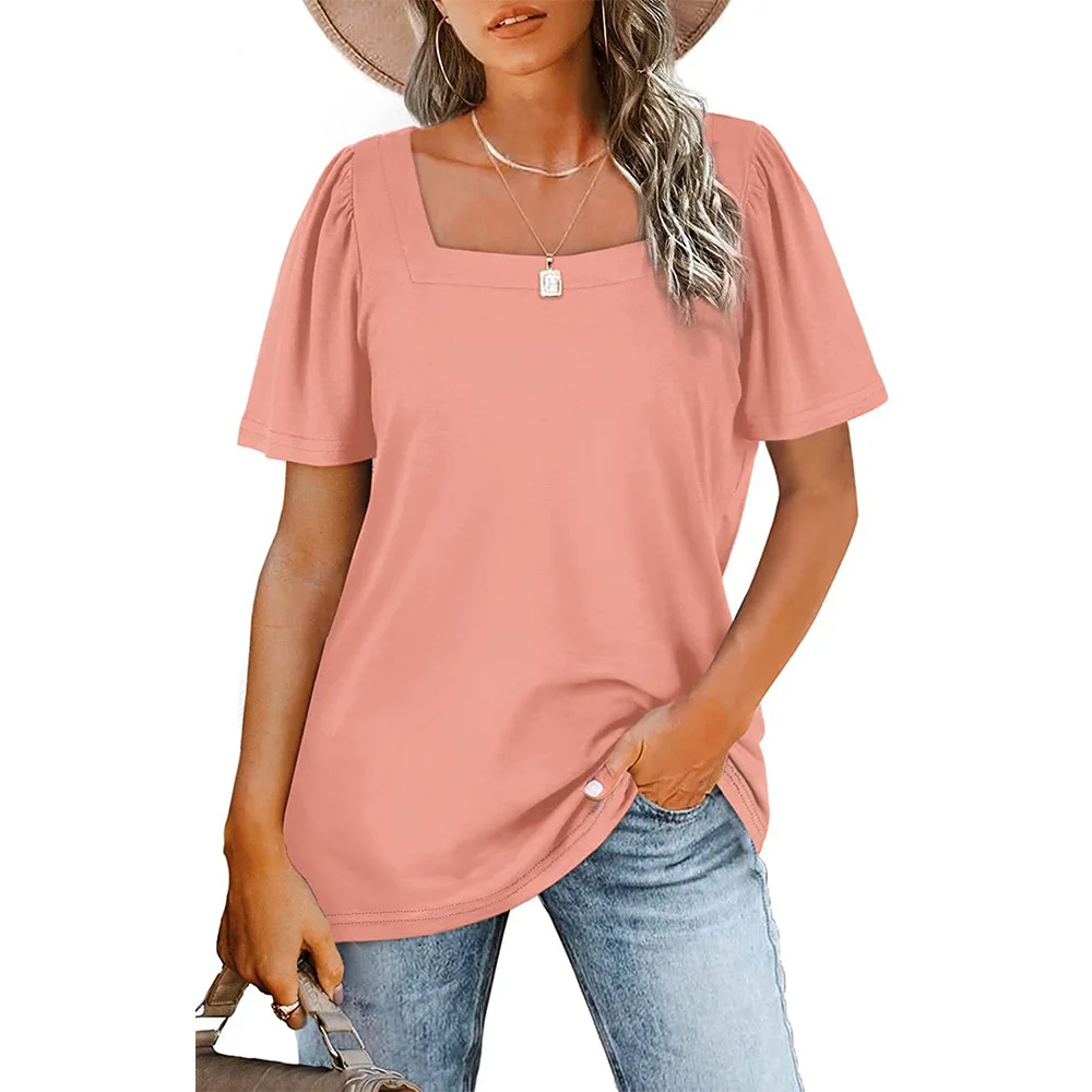

2022 wholesale plus size women's t-shirts high quality short sleeve casual women t-shirt, Picture color