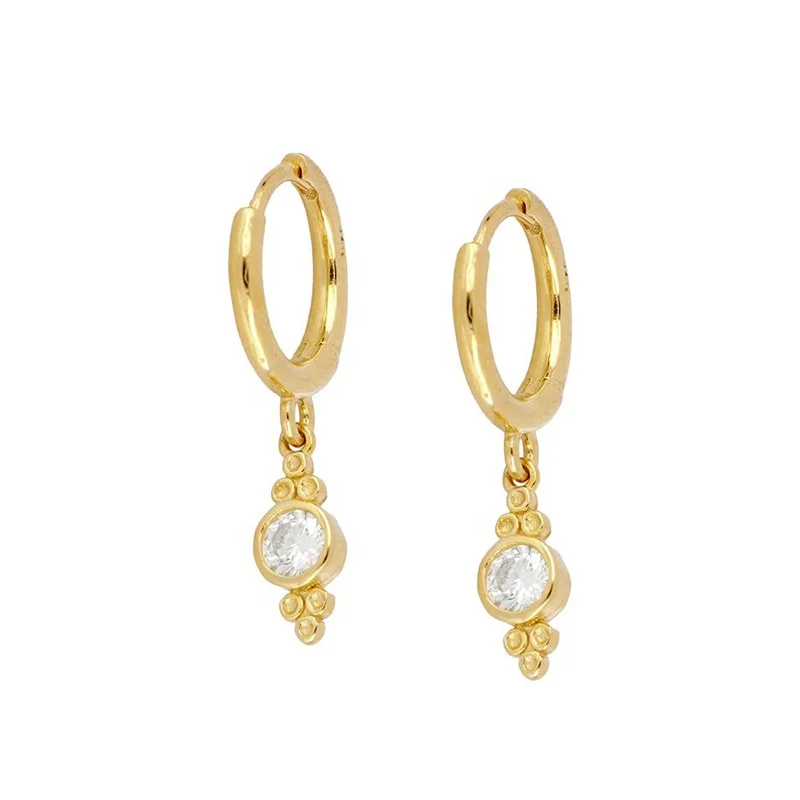

Elegant 925 Sterling Silver Cartilage Pendant Earring Crystals Clock Drop Hoop Earrings For Women Girls, Gold and silver