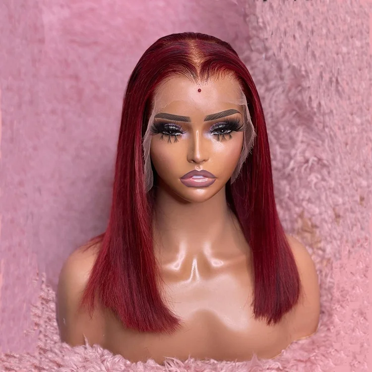 

Wholesale Red Bob Wig Human Hair Burgundy Wig Human Hair Short 99j Wig For Black Women