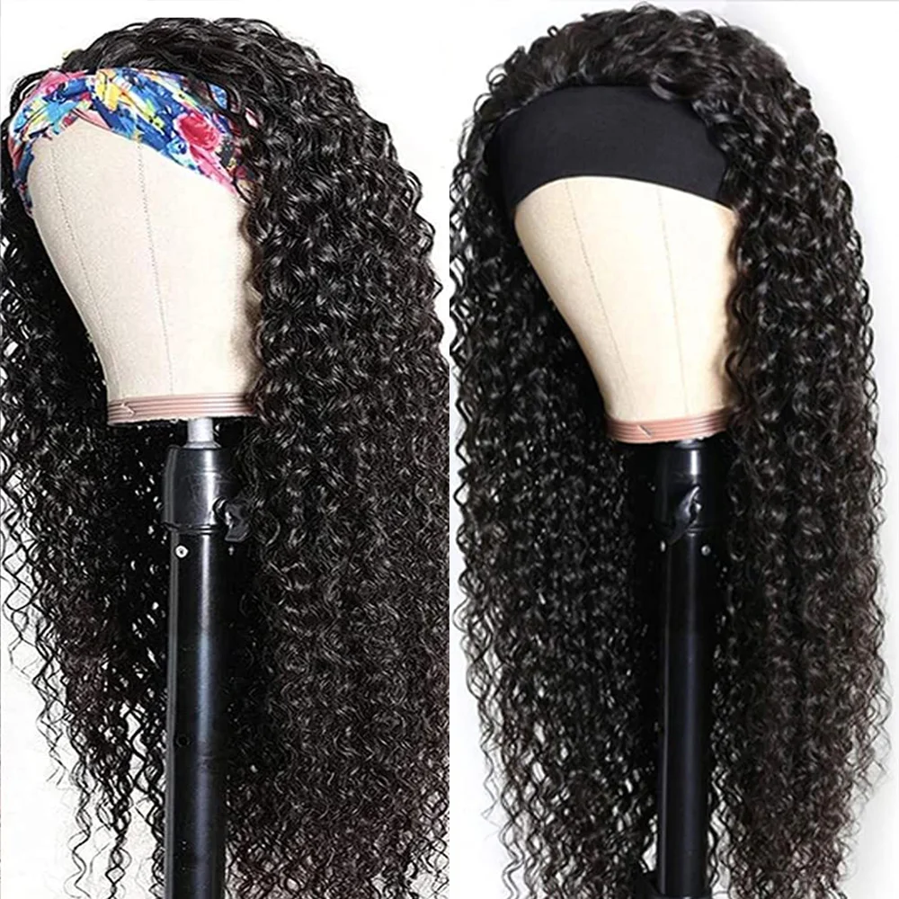

Drop Shipping Free 3 Headbands Wholesale Cheap Deep Curly Headband Wig Human Hair Deep Curly HeadBand Wigs For Black Women