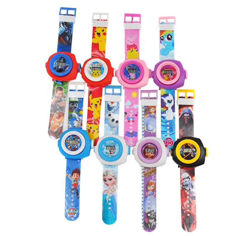 
Spiderman Princess Projection Cartoon Pattern Digital Child Watch For Boys Girls LED Display Clock 