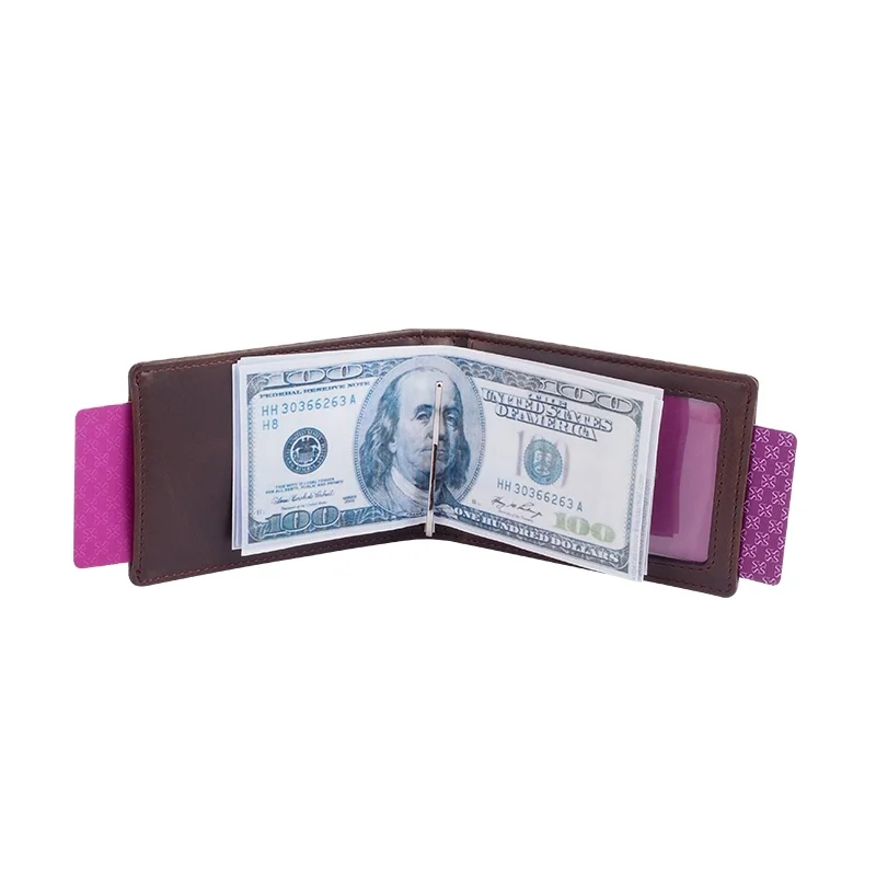 

Custom designer slim small mens leather wallett RFID protection wallet man
