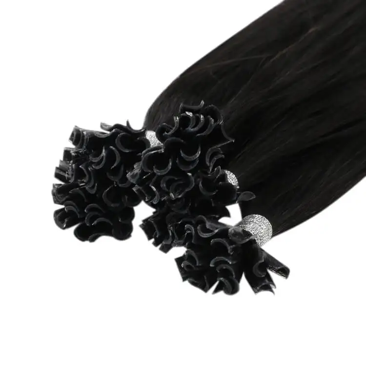 

Full Shine Natural Black Hot Sale Nail Tip Keratin Virgin U Tip Hair Extensions, #1b