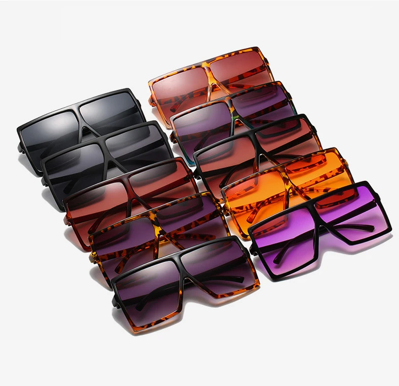 

2022 New Fashionable Hot Selling Candy Colors 2021 Luxury Vintage UV400 Lenses Oversized Simple Frame Square Sunglasses, As it shown