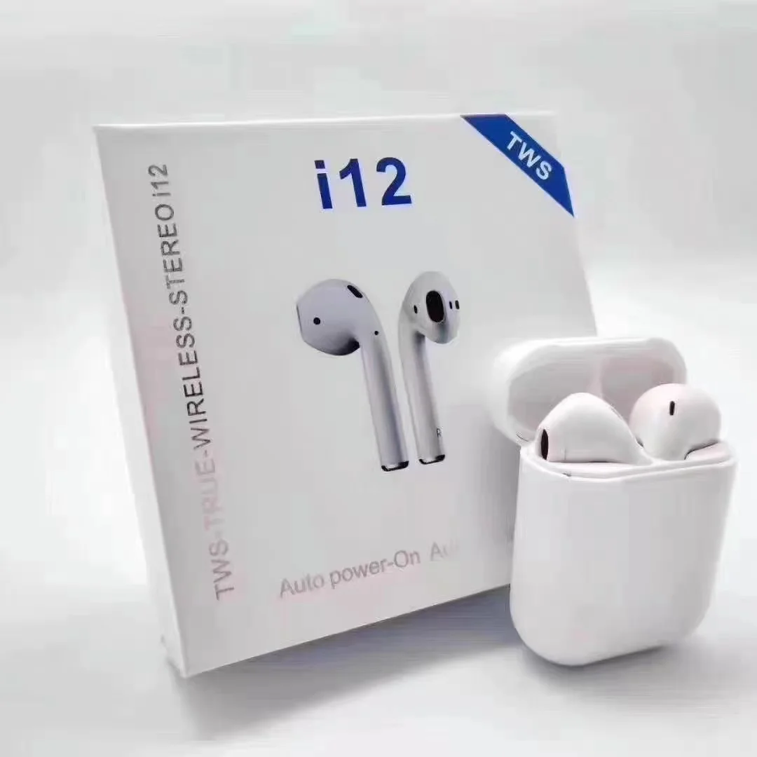 

2021 Original Mini Auriculares Audifonos V 5.0 earphone wireless i12tws Earbuds Tws I12, White