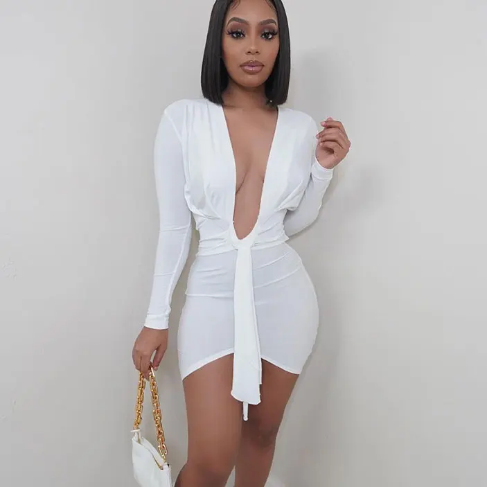 

FS4034A New Fashion White Dress Sexy Women Streetwear Outfits