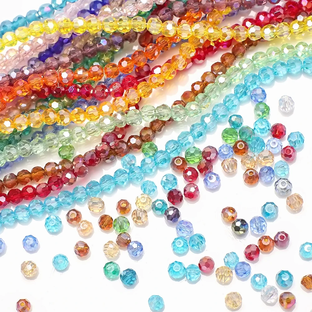 

2/3/4mm Faceted Glass Football Loose Round Crystal AB Assorted Beads Charms Findings For DIY Necklace Bracelet Jewelry Supplies