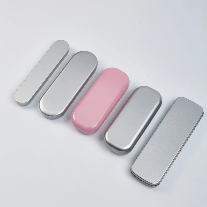 Silvery Mental Rectangular Storage Pencil Box for Office Children's Stationery Durable Metal Hinged Boxes Pen Tin Box