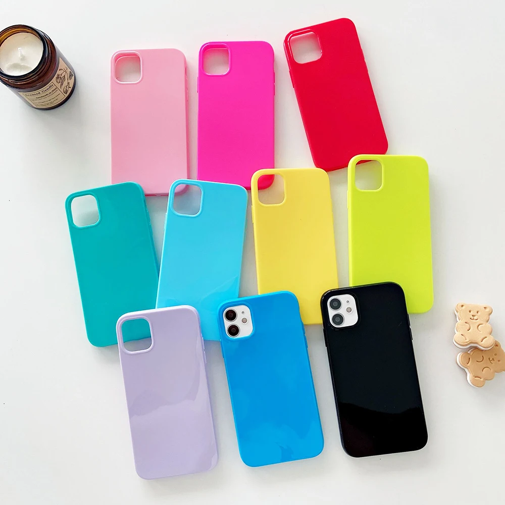 

Factory Made Fresh Candy Color Soft TPU Glossy Phone Case for iPhone 11 12 Pro Max Light Weight Cover for iPhone XR