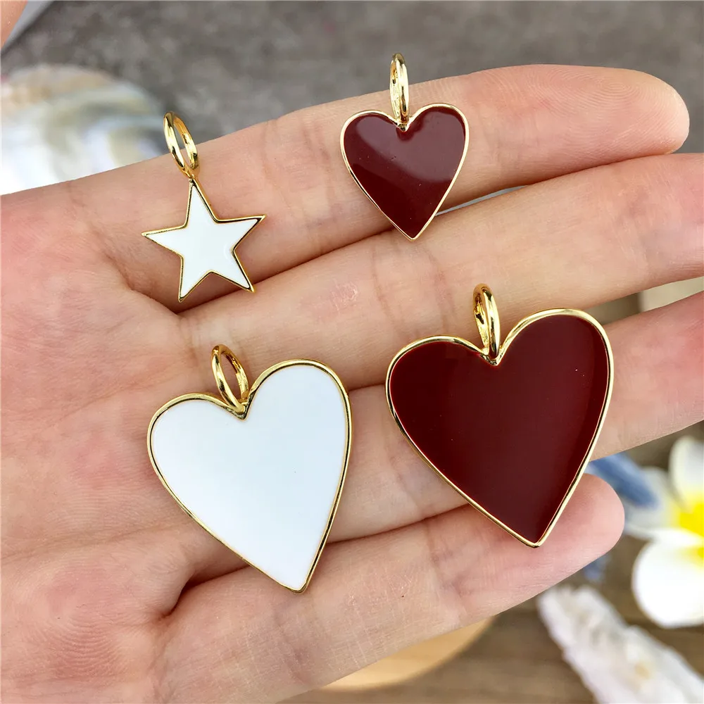 

LS-A2794 luxury high quality gold plating heart charm pendant,fashion enamel charm for necklace making accessory