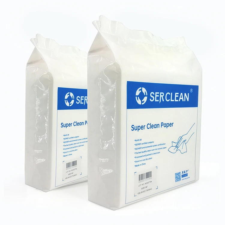 

9" * 9" 300 Pcs Nonwoven Cellulose Polyester Blend Wipes Cut Edge Lint Free Clean Room Wipers for Semiconductor Industries, White