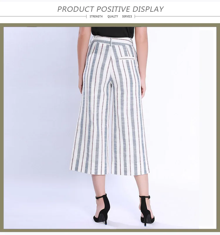 Wholesale oem striped casual new style ladies wide leg design pants