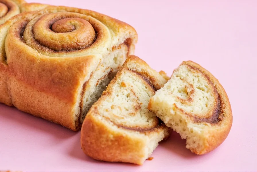 Canned cinnamon rolls arranged in baking pan with space between them for overnight refrigeration method