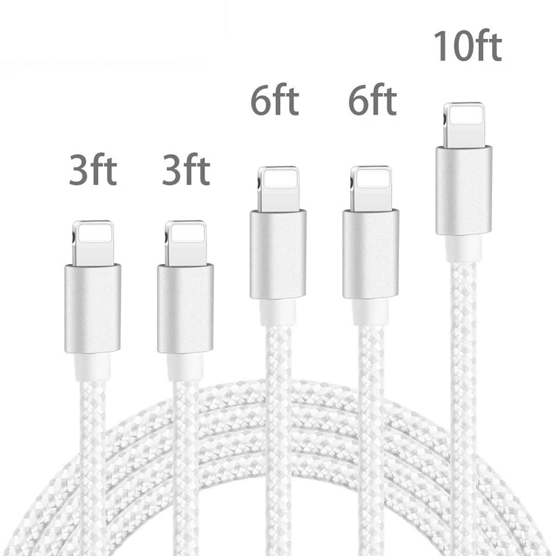 iPhone Charger Cable 3FT 6FT 10FT 3Pack MFI Certified Charging Cable USB Syncing Data and Nylon Braided Cord Charger Compatible iPhone XR XS X 11 10 8 Plus 7 Plus 6s Plus 6 Plus 5s 5 SE iPad iPod Pro 