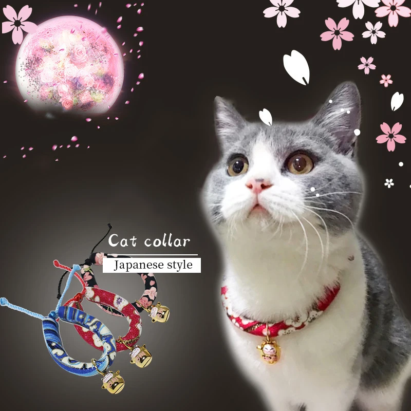

Japanese Style Bell Collars Pet Accessories Flower Cartoon Cat Collars for Cats and Small Dogs