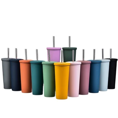 

Factory Price 700Ml Large Capacity Double-Layer Steel Straw Cup Monochrome Sippy Cup