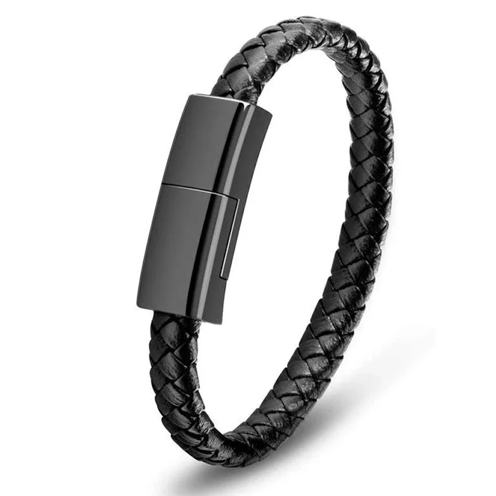

Metal Leather Bracelet USB Cable USB Charging Data Cable For Type-C Micro USB