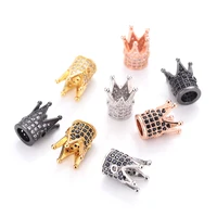 

DIY Bracelets Necklace Accessories Black White Zircon Micro Pave CZ Spacer Charms Crown Beads for Jewelry Making
