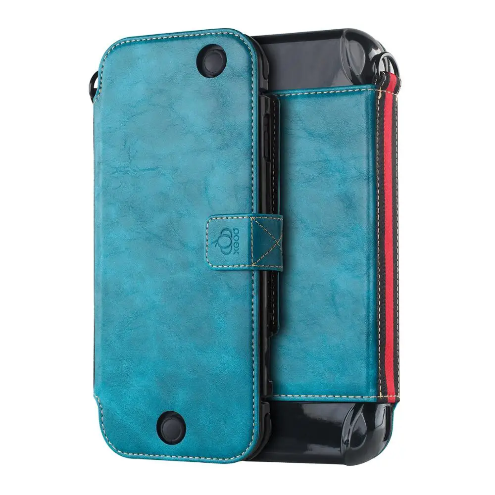 

2 in 1 Nintendo Switch protective case PU Leather Cover Case, Black, blue, red