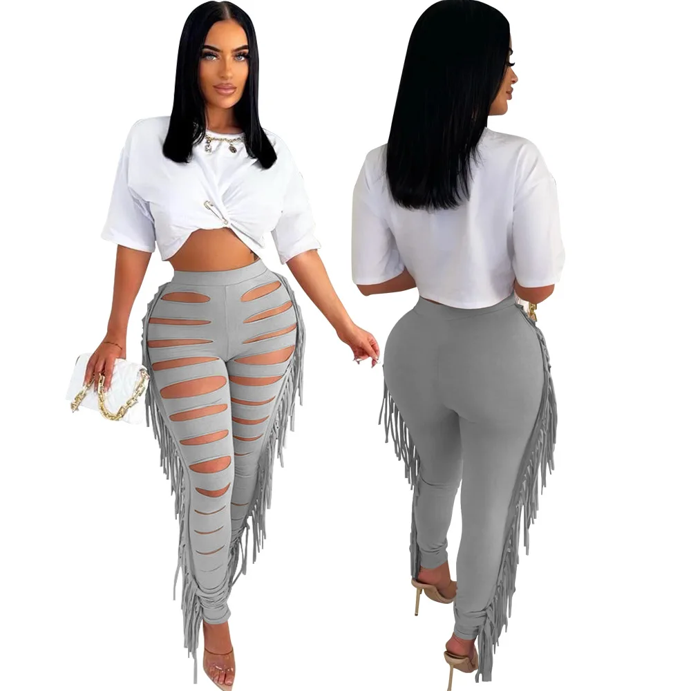 

Ladies Shorts and Top Set Solid Women Shirt 2 Piece Summer Women Set Hollow out Tassel Clothing Two Piece Pants Set