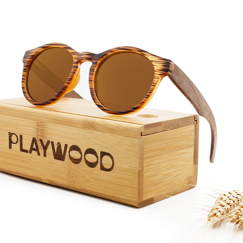 

Round Bamboo Sunglasses Custom Logo Brand Wood Sunglasses China