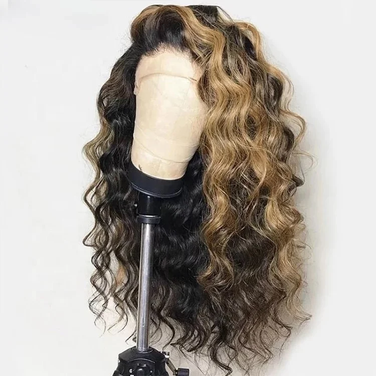 

Wholesale 1b 4 27 Highlight Color Curly Brazilian Hair Lace Front Wigs Cuticle Aligned Virgin Hair for Black Women