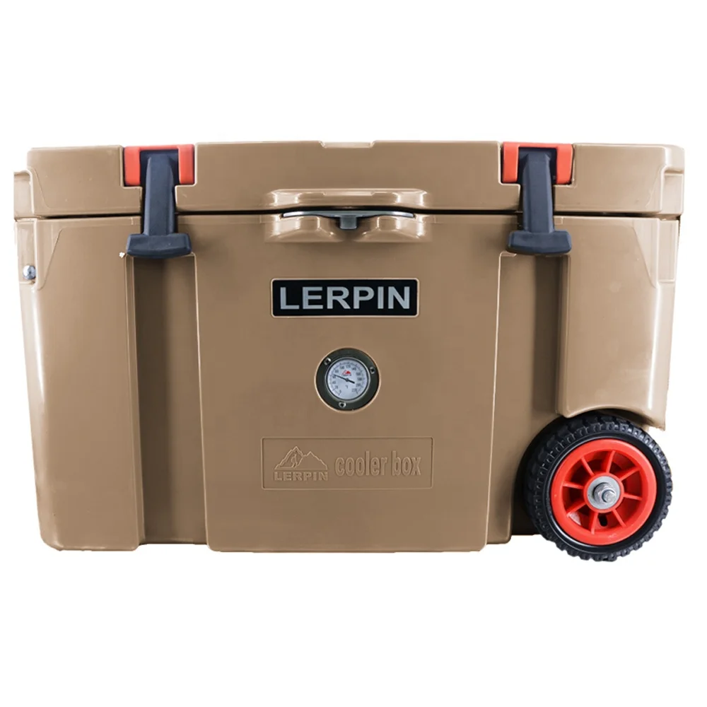 Rolling Chest Roto Molded Plastic Cooler Box With Wheels Camping Ice