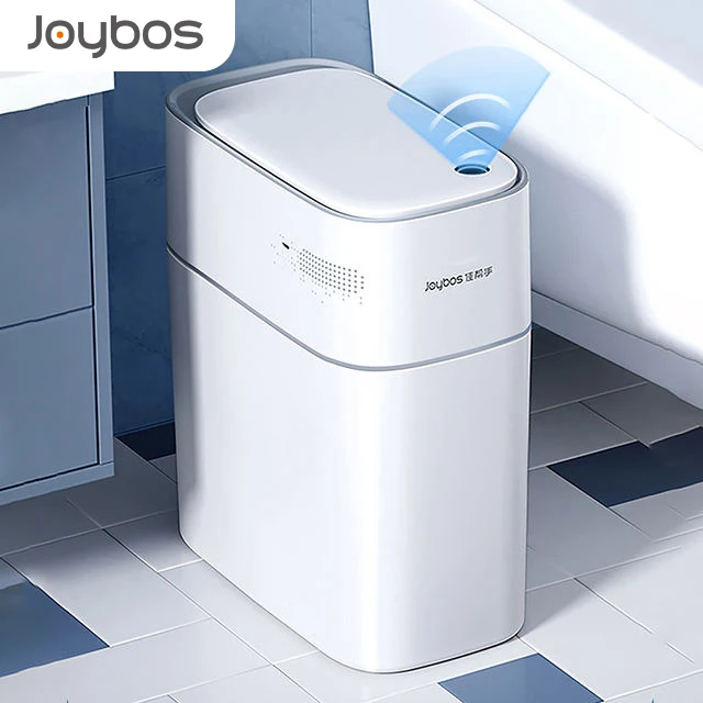 

JOYBOS Smart Touchless Motion Sensor Trash Can Automatic Privacy Garbage Can with Lid 3.5 Gallon Dogproof Plastic Slim Trash Bin