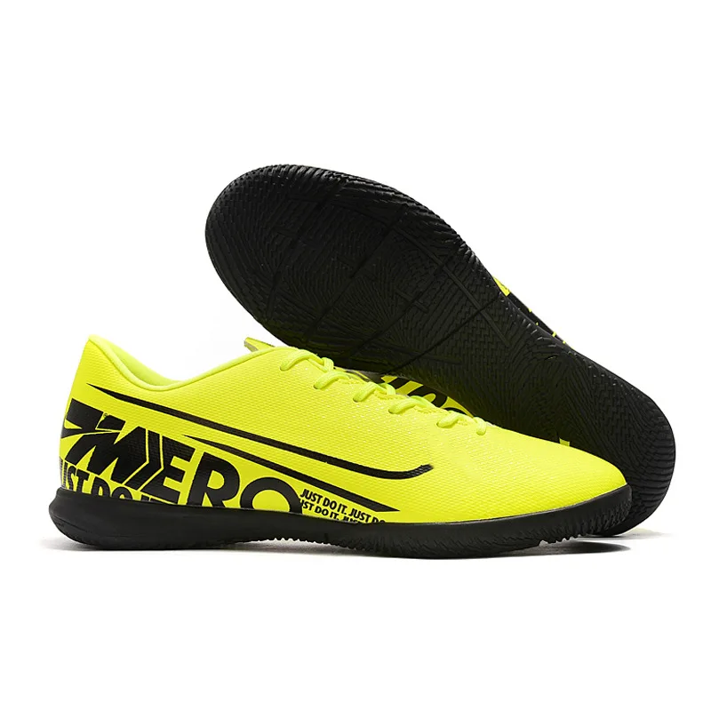 

PU leather flat sole children indoor court IC/IN sepatu futsal soccer shoes football foots men, Red black green