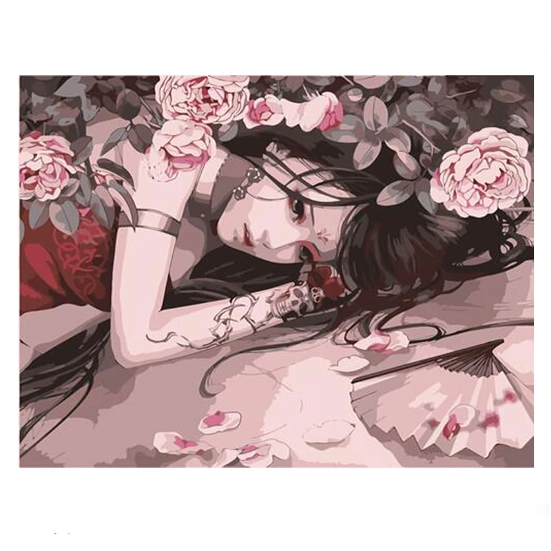 
New Character Lovesick Women Canvas DIY Digital Oil Painting 