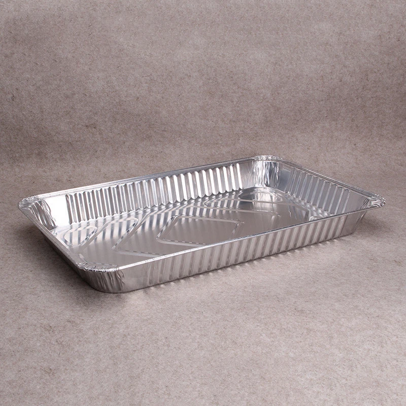A Large Rectangular Tray Recyclable Disposable Aluminum Foil Serving