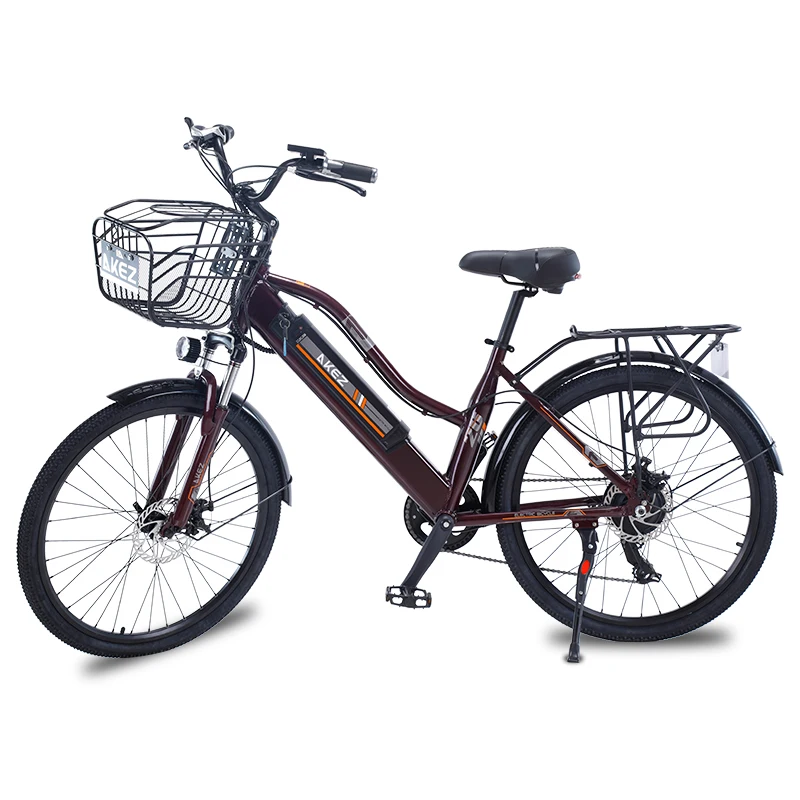 

Electric Bicycle Women Urban StepThrough Mid Drive Enduro Ebike 26'' Wholesale Light Weight Sports Sepeda Listrik, Black